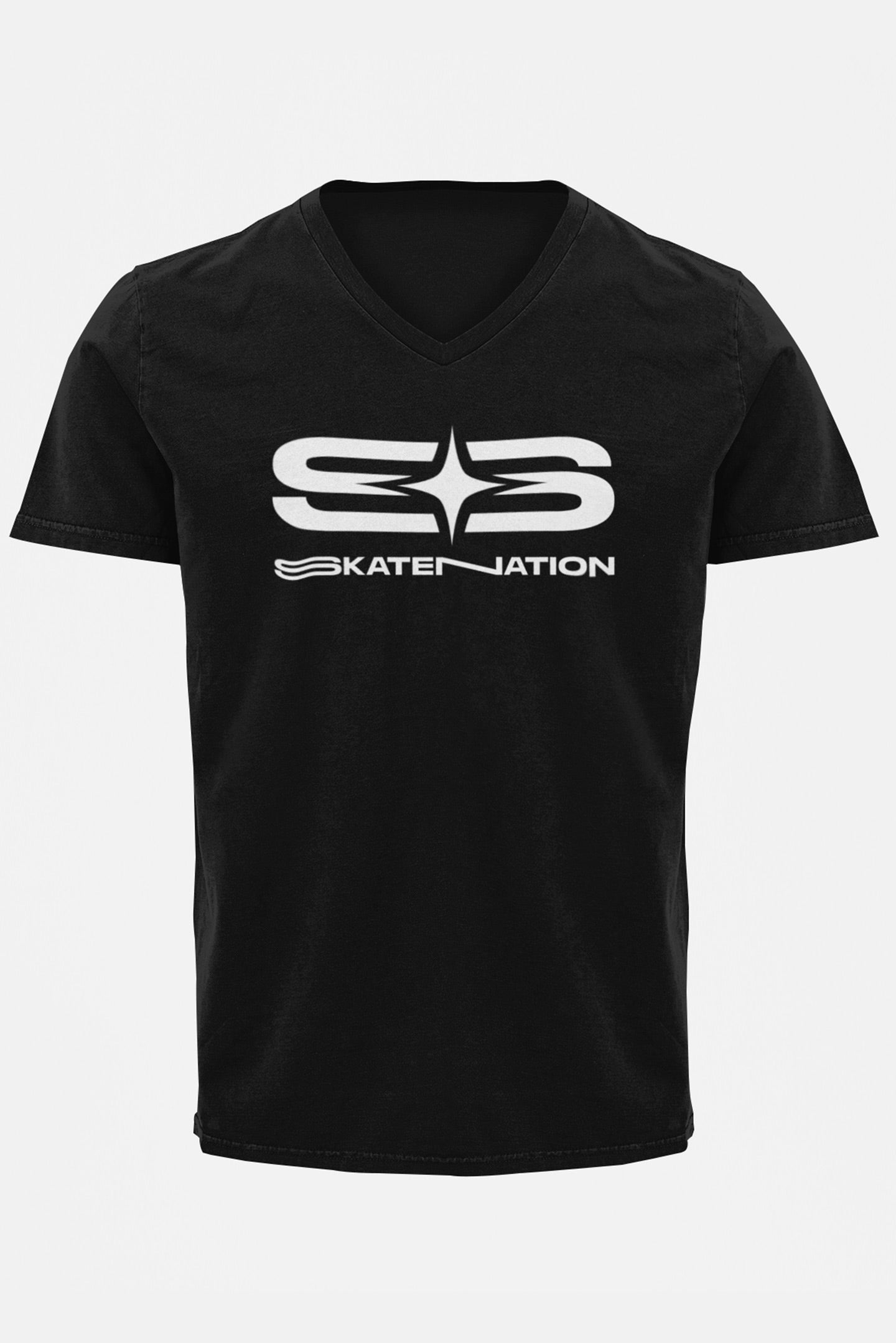 Black Full Front Logo V-Neck SkateNation T-Shirt - SkateNation